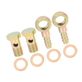 RATCHROLL 2 Sets 14mm Diameter Banjo Hose Barb Bolt Fittings Banjo Bolt Washer Kit Bronze Tone for Motorcycle Car Replacement Car Parts