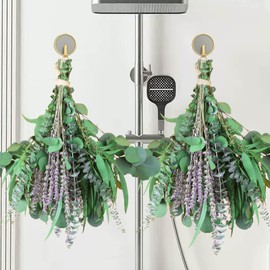 beerfingo 100 PCS Mix Dried Eucalyptus & Lavender Flowers Bundles for Shower, 17'' Natural Real Hanging Silver Dollar Eucalyptus Leaves Stem, Fresh Shower Plants, Fragrance, Wedding Decor