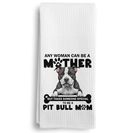 Qeheb Pitbull Dog Mom Kitchen Towels, Pitbull Gifts for Women, Dog Lover Mom Gifts, Mothers Day Pit Bull Dogs Decorative Hand Dish Tea Towels for Pet Lovers Bathroom 16X24In