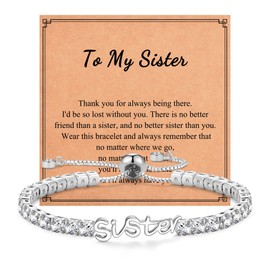 Big Sister Birthday Gifts, Graduation Gifts for Sister, Cubic Zirconia Tennis Bracelet, Christmas Jewellery Present for Women Her