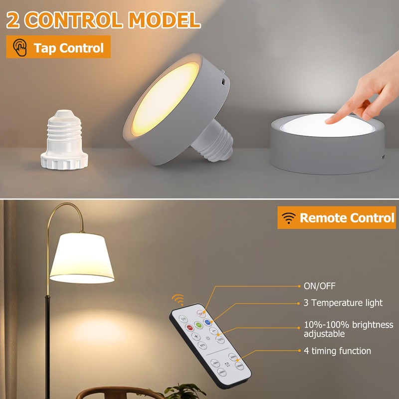 LABOREDUCER Under Cabinet Lighting Wireless Rechargeable 2 Pack with Remote