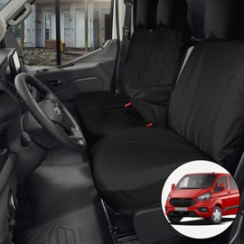 Soekodu Soekodu Sitzbezge kompatibel mit Ford Transit Custom 2013-2022 (3 Sitzer), 8er-Set Wasserdichter Vordersitzschutz Schwarze Passform Set fr Vorderfahrer und Beifahrer