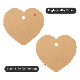 100PCS Heart Valentines Tags, 6X5.5CM Brown Kraft Paper Gift Hang Tags with 20M Jute Twine for Crafts for Wedding Valentines Favours