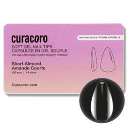 Curacoro Natural Nail Soft Gel Tips - 420Pcs Soft Gel Nail Extension, 14 Sizes Clear Full Cover Acrylic Tips, Long-Lasting Salon Quality, Easy to Wear & Natural Look