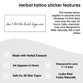 "Don't Let The Hard Days Win Tattoo Stickers (3-Pack) - 3"x1.5" Motivational Temporary Tattoos, Inspirational Quote Waterproof Fake Tattoos for Women & Men"