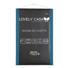 Lovely Casa - Duvet Cover - 200 x 200 cm - 100% Oeko-Tex Certified Cotton - Petrol - Eden Model - Bed Linen for Home - Soft and Comfortable - Ideal Standard Double Bed - Double