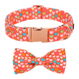 MACA Bates Valentine’s Dog Collar with Bow Flower Bow tie Sweet Heart Adjustable Collars for Small Medium Large Dogs with Metal Buckle