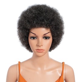 10 Inch Women's Short Afro Kinky Curly Hair Black Wigs for Black Women Afro Wig Large Bouncy and Soft Natural Looking Premium Synthetic Hair Wigs for Women 150% Density 44#
