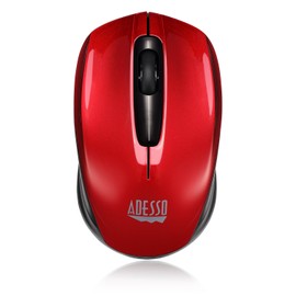 Adesso iMouse S50 Wireless Mini Mouse - 24GHz RF Technology, 1200 DPI Optical Sensor, USB Interface, Compact and Portable Design with Auto Sleep Mode (Red)