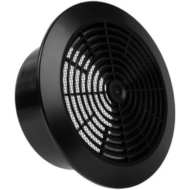 Vent Systems 6'' Inch - Black - Plastic - Dismantable Ceiling Grille - Round Air Vent Louver - Grill Cover - Nylon Screen - HVAC Vents for Bathroom, Home Office, Kitchen