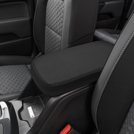 DEYTOP Center Console Cover for Chevy Colorado 2015-2022 Accessories Armrest Cover for GMC Canyon 2015-2022 Car Console Pad Anti-Scratch Leather Armrest Protector (Black with Black Stitches)