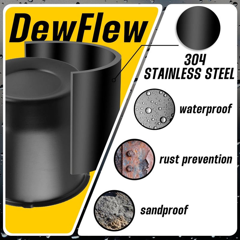 DewFlew 4Pcs 5.15" Push Through Wheel Center Caps Stainless Trailer