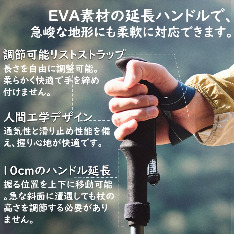 Naturehike changfeng UL/Pro トレッキングポール 超軽量 高強度カーボン アルミ製 5段折り畳み 10cm延長EVA滑り止めハンドル 男女兼用