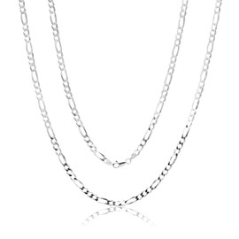 Aka Gioielli - 925 Sterling Silver Diamond-Cut Figaro Link Chain 5mm - Necklace for Men and Women - Made in Italy - 20 inch long