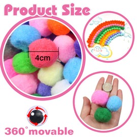 TOAOB 252pcs Assorted Pom Poms 4cm Multicolor Fuzzy Pompoms Balls with Wiggly Eyes for DIY Crafts Decorations ﻿