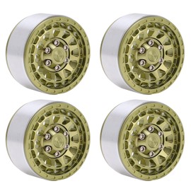 4pcs Beadlock RC Car Wheel Hub Set 1.9in Aluminum Alloy Tire Rim for 1/10 1/12 1/14 Remote Control CarsLight Green