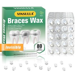 VINSULLA Cera transparente para ortodoncia - 80 unidades de puntos de cera dental de larga duración y fuerte adhesión, empaquetados individualmente para un cuidado bucal portátil, menta (paquete de 4)