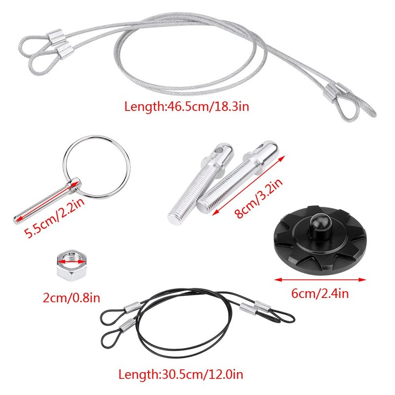 Hood Pin Lock Kit, Universal CNC Aluminum Alloy Car Racing