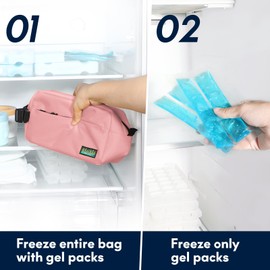 Haimont Small Freezable Lunch Insulated Bag, Reusable Freezer Snack Cooler Bag with Buckle Handle, Mini Insulated Cooler for Work Travel, Pink