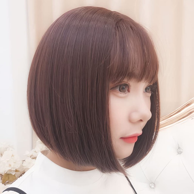 wig sweet short bob full wig bob straight semi-long natural