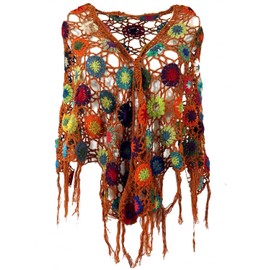 Guru-Shop Crochet Stole Hippie Flower Crochet Scarf, Men/Women, Green, Synthetic, Size: One Size, Scarves Alternative Clothing -