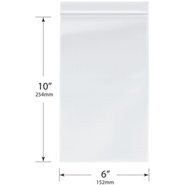 Plymor 6" x 10" (Case of 1,000), 4 Mil Heavy Duty Zipper Reclosable Plastic Bags