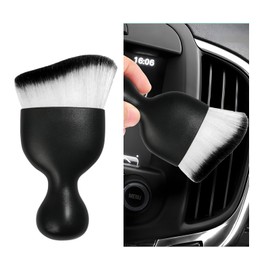 Dickno Car Interior Dust Brush, Soft Scratch Free Auto Detailing Brushes, Universal Vehicle Interior Cleaning Tool for Automotive Dashboard, Air Vents, Leather(White & Black)