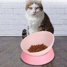 Pet Anti Slip Bowl, Tilted Pet Bowls, Pets, Dogs, Cats, Beautiful Feeding Bowl, Dogs, Cats, Slope Base Feeder, Pink