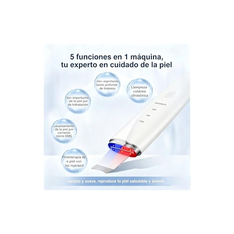 Peeling ultrasónico facial LOTOVERDE 4‑modos – Limpieza profunda y lifting