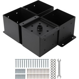 Unbranded 8PCs 6"x6" Post Base for Deck Steel Deck Post Bracket & Hardware Kit for Fence - 6*64pcs