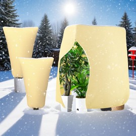 Winter Protection for Plants, Pack of 3, Frost Protection, Plant Protection, Reusable, Freezer-Safe Plant Bag with Zip and Pull Rope, 120 x 80 cm x 2 Pieces, 120 x 180 cm x 1 Piece