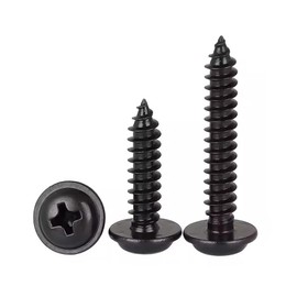 FandWay Phillips Pan Head With Washer Self-Tapping Screws, Black Carbon Steel Wafer Head Tapper Screws, M5 x 12/16/20/25/30mm Truss Head Screws, Wood Screws Assortment Set (20-Pieces/each)