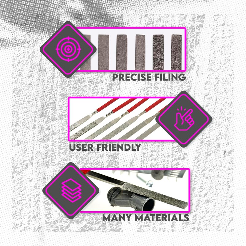 SE 74330DF 6-Piece Flat Diamond Grit File Set - Multi-Grit