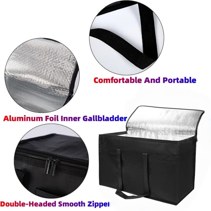 Insulated Cooler Collapsible Bag, Zipper Closure Keep Food Hot Or