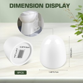 8packs Universal Toilet Bolt Caps, Round Plastic Push-On Toilet Bowl Bolt Covers Decorative, with Extra Washers for Easy Installation, Fits American Standard Toilet Parts, 1.44 Inch Height