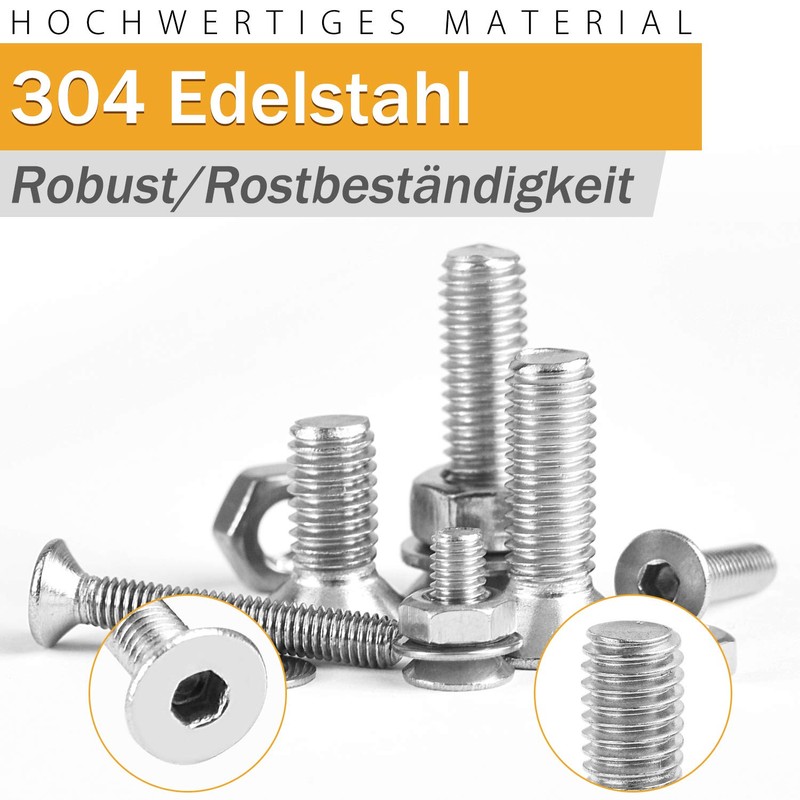 VIGRUE M3 M4 M5 Stainless Steel Hex Screws Set with