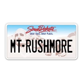 Squiddy Mount Rushmore South Dakota State License Plate Style - Vinyl Sticker Decal for Phone, Laptop, Water Bottle (3.5" Wide)