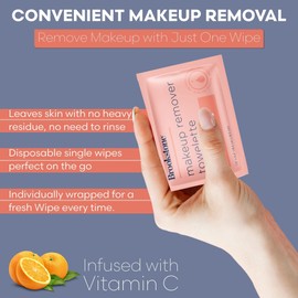 Brookstone Individual Makeup Remover Wipes - Ultra Soft, Makeup Remover Wipe Individually Wrapped, Gently Cleanse & Remove Makeup, 40 Count Makeup Wipes Individually Wrapped