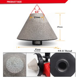 DT-DIATOOL Diamond Beveling Chamfer Bits for Granite Marble Tiles Existing Holes Enlarging Polishing Shaping Size of 27mm to 3-1/4 Inch