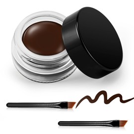 Erinde Delineador De Ojos En Gel Negro, Delineador De Ojos En Crema Con 2 Pinceles Delineadores De Ojos, Resistente Al Agua, De Larga Duración, Altamente Pigmentado, A Prueba De Manchas