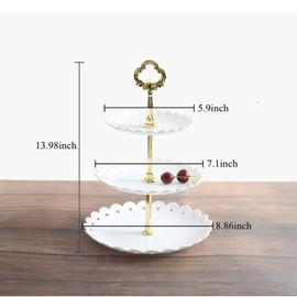 Plastic Dessert Stand 3 Tier Cupcake Stand Candy Stand for Wedding Home Birthday Tea Party Table Decoration (White)