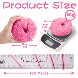 Threlaco 16 Skeins Cotton Yarn for Crochet Knitting Soft Fine Yarn for Blankets and Clothes Yarn for Crocheting Blankets Cotton Crochet Yarn for DIY Craft, Each 50g/185yard, 16 Colors (Pink Series)