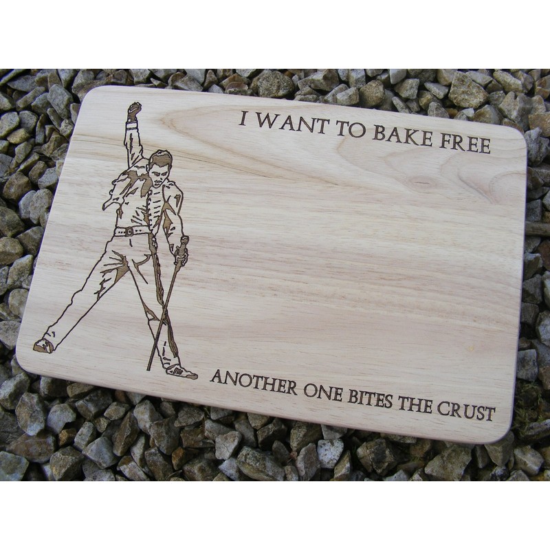 QUEEN FREDDIE MERCURY GIFT IDEA PREMIUM HARDWOOD WOODEN CHOPPING CUTTING