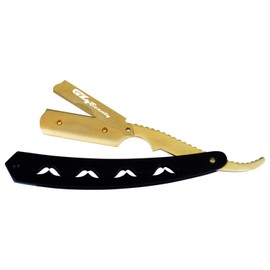G4 Stainless Steel Straight Edge Barber Shaving Razor Blade for Close Shaving Men Replaceable Blades (Gold Black)