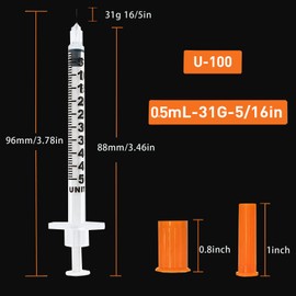 0.5cc/mL 31G 5/16 inch Individually Wrapped Lab Supplies Pack of 100