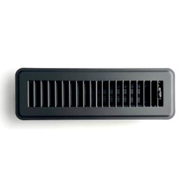 Kompell Aire Heavy Duty Steel Floor Vent with Beautiful Black Matte Finish. Fits in 2 x 10 Duct Opening. Overall Dimension is 3.75 in Wide x 13.75 in Long.