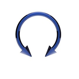 Emporium Blue Horseshoe Bar, Lip Nose Septum Tragus Ear Ring Various Sizes with Cones (1.2mm(16g), 10 MM)