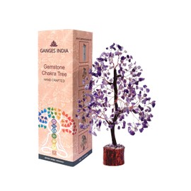 Amethyst Crystal Healing Chakra Tree of Life, Gemstone Feng Shui Money Tree for Wealth & Good Luck, Aura Cleansing Home, Positive Energy Stones, Bonsai Decor Office Room Desktop, (Amethyst))