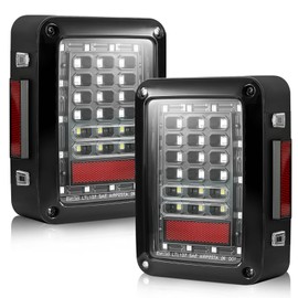 MAYELLO LED Tail Lights Compatible with Jeep Wrangler JK JKU 2007-2018 Clear Lens w/Brake Light Running Light Reverse Lights 2 PCS