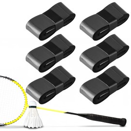 6 Pcs Tennis Racket Grip Tape, Compatible with Badminton Grip Tape, Wrap Your Racquet for High Performance Comfort for Anti Slip and Absorbent Grip (6 Grips, Black)